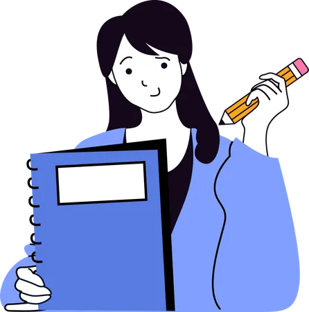 Girl writing in diary  Illustration