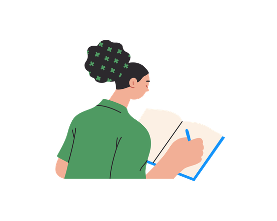 Girl writing in notebook  Illustration