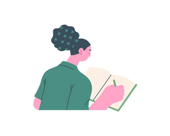 Girl writing in notebook  Illustration