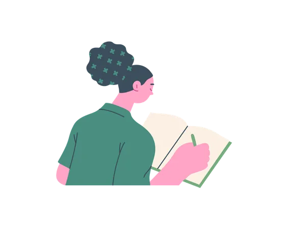 Girl writing in notebook  Illustration