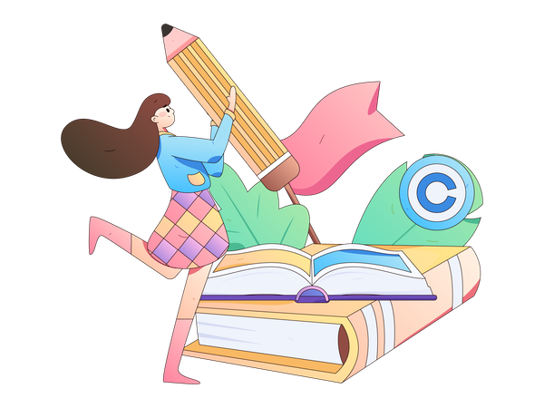 Girl writing innovative book  Illustration