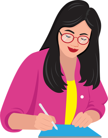 Girl writing something  Illustration