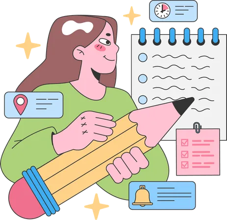 Girl writing task schedule  Illustration