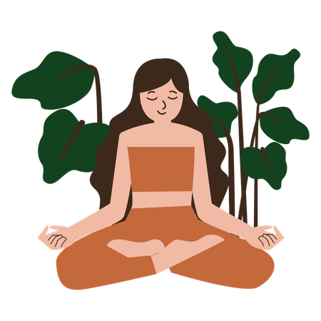 Girl Yoga Meditation  イラスト