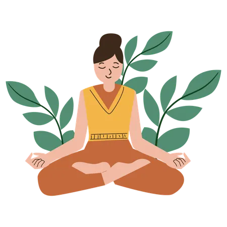 Girl Yoga Meditation  Illustration