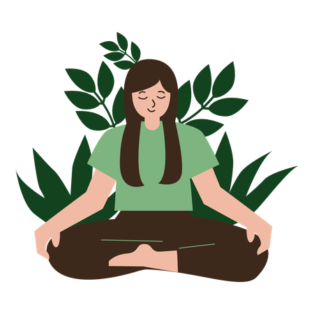 Girl Yoga Meditation  Illustration