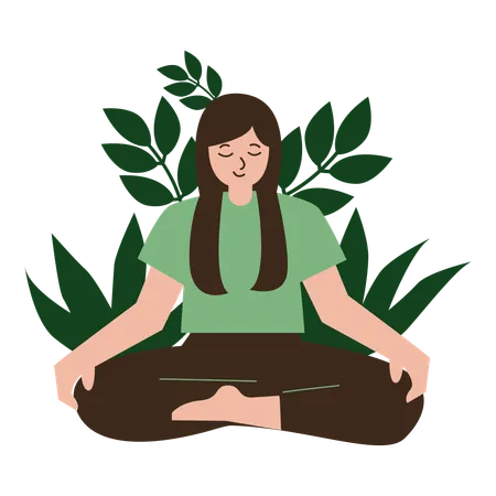 Girl Yoga Meditation  イラスト