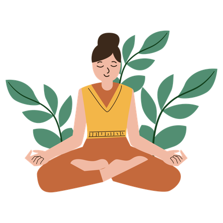 Girl Yoga Meditation  Illustration