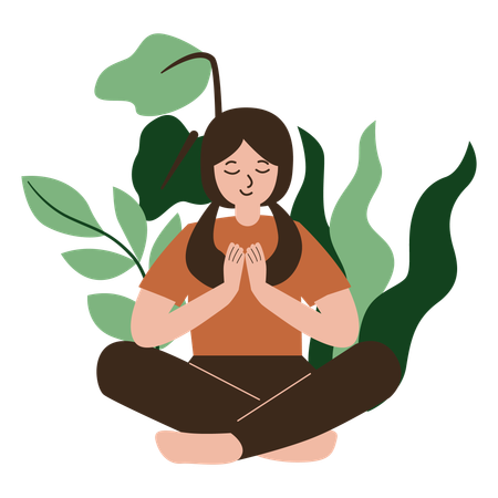 Girl Yoga Meditation  Illustration