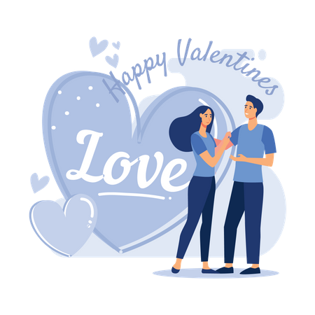 Girlfriend talking with her boyfriend on valentines day  Illustration