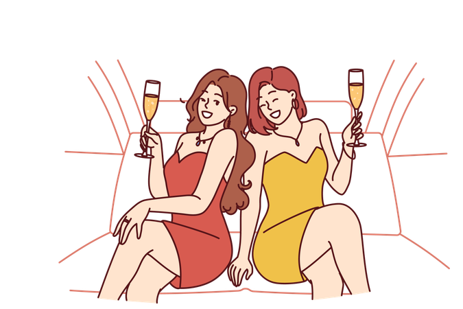 Girls are enjoying at party  Illustration