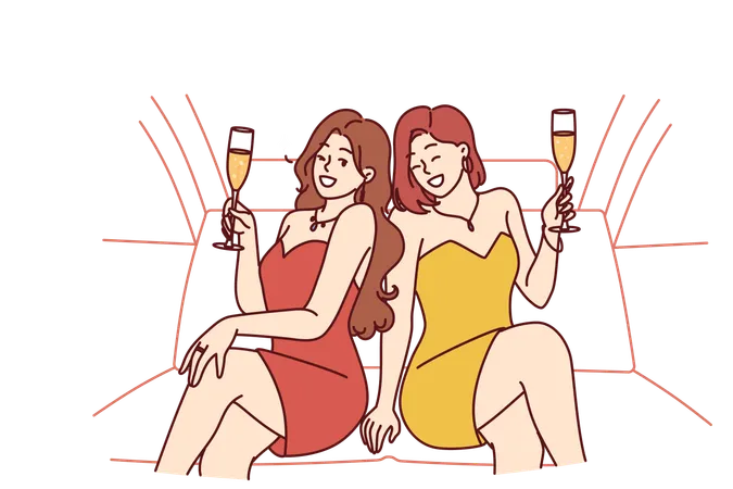 Girls are enjoying at party  Illustration