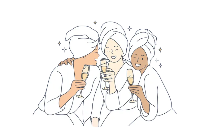 Girls are enjoying their spa massge  Illustration