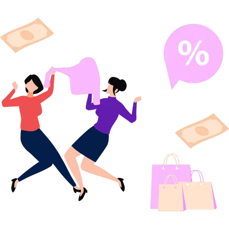 Girls are fighting for clothes  Illustration