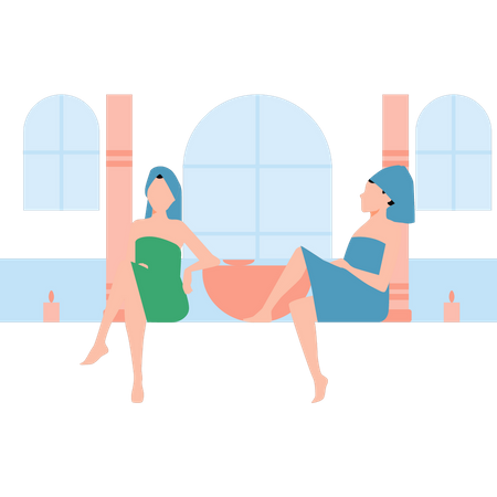 Girls are having spa  Illustration