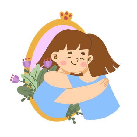 Girls are hugging each other  Illustration