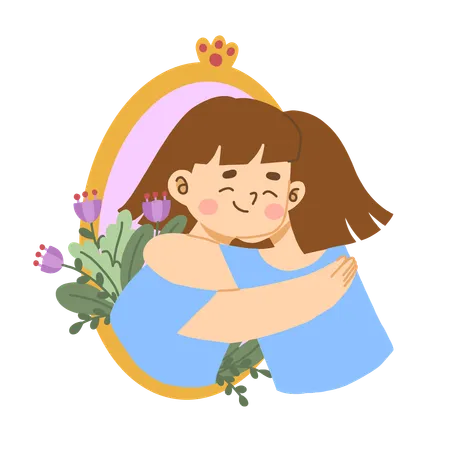 Girls are hugging each other  Illustration