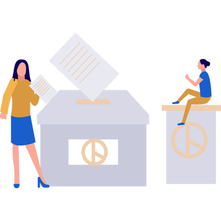 Girls are in election voting  Illustration