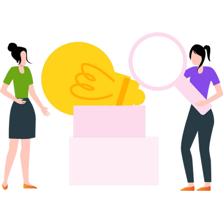 Girls are looking for creative ideas  Illustration