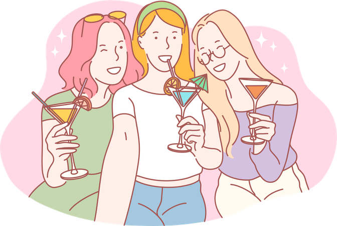 Girls are partying together  Illustration