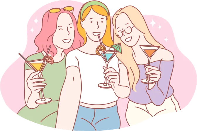 Girls are partying together  Illustration