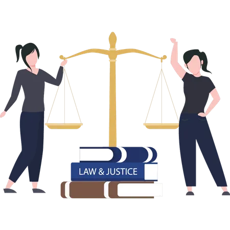Girls are studying law and justice  Illustration