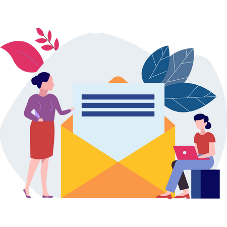 Girls are typing mail  Illustration