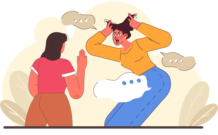 Girls blaming each other  Illustration