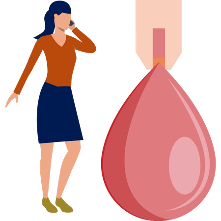 Girls calling someone to see blood drop  Illustration