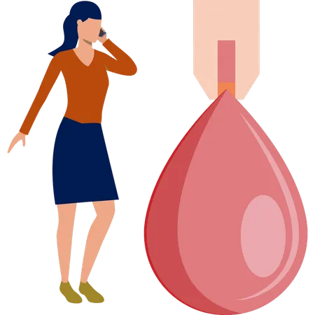 Girls calling someone to see blood drop  Illustration