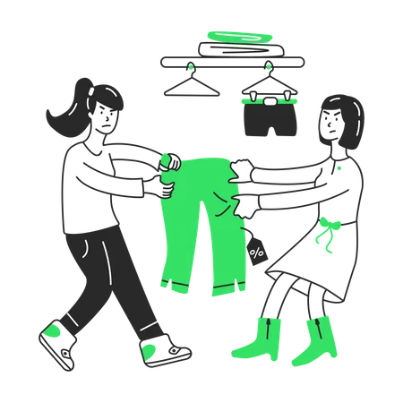 Girls can't split pants in a store Illustration