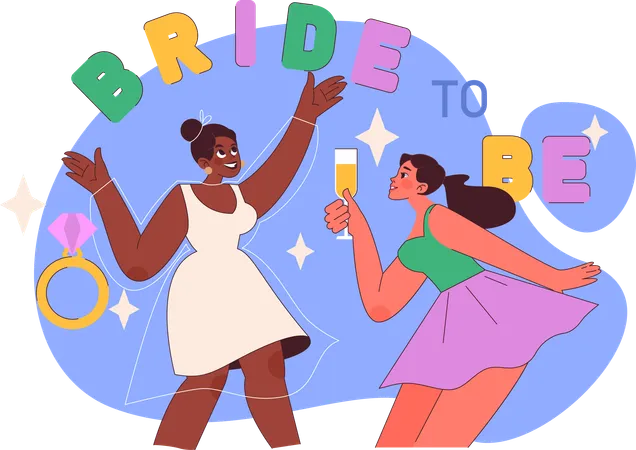 Girls celebrate befor wedding party  Illustration