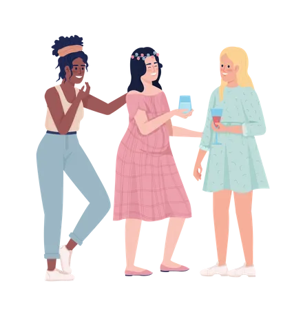 Girls Celebrating at baby shower  Illustration