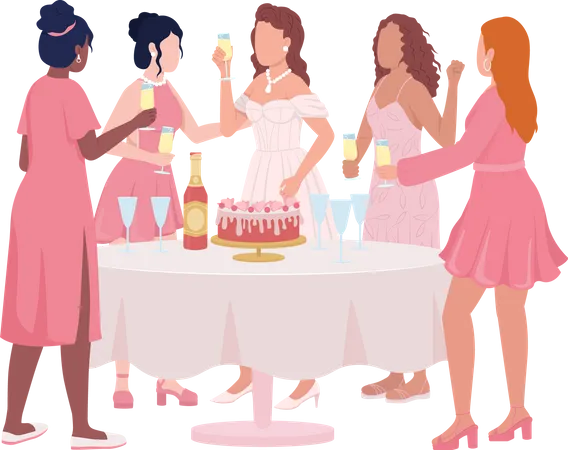 Girls celebrating birthday  Illustration