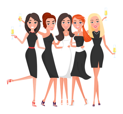 Girls celebrating party  Illustration