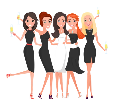 Girls celebrating party  Illustration