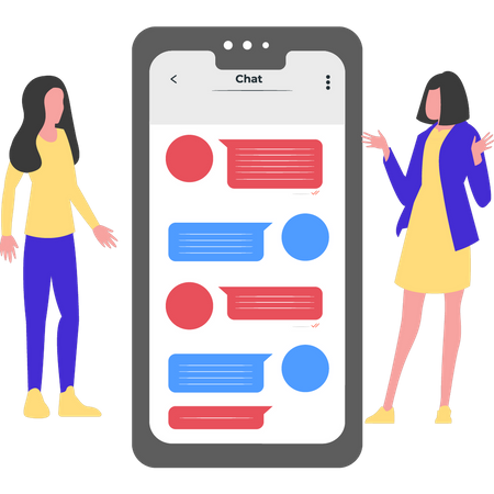 Girls chatting on mobile  Illustration