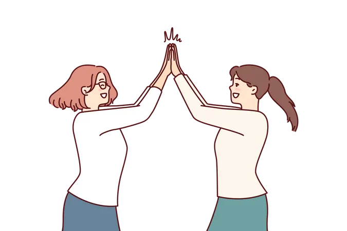 Girls clapping hands with each other  Illustration