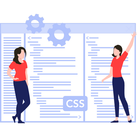 Girls coding in CSS Illustration