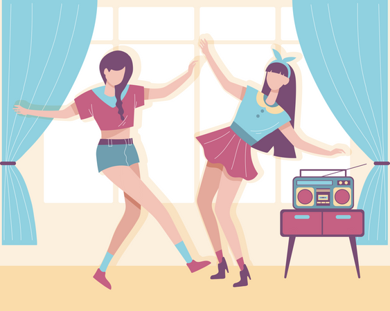 Girls dancing Illustration