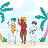 illustrations of dancing at beach