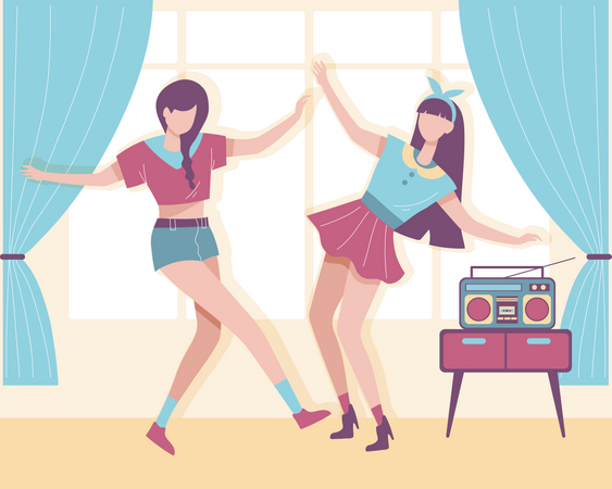 Girls dancing  Illustration