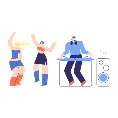 Girls dancing in party  Illustration