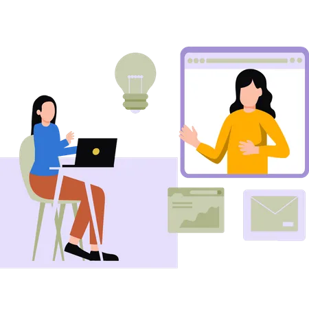 Girls Discussing Business Ideas Illustration