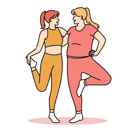 Girls doing aerobics  Illustration
