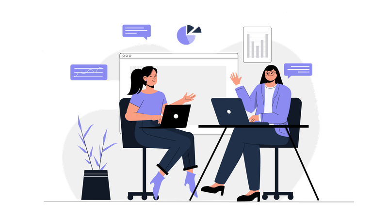 Girls doing business discussion  Illustration