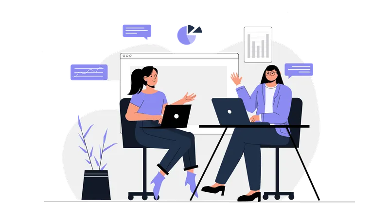 Girls doing business discussion  Illustration