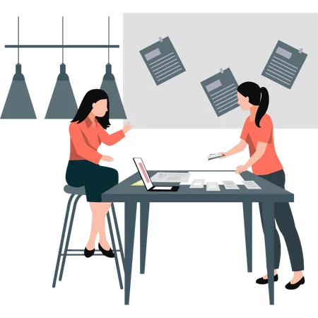 Girls Are Doing Corporate Work Illustration