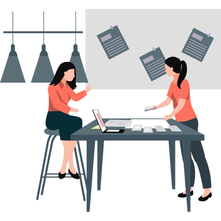 Girls doing corporate work  Illustration