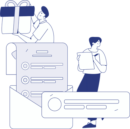 Girls doing Customer Evaluation  Illustration